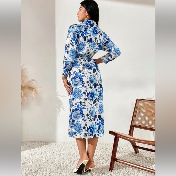 Zara Satin Effect Print Wrap Dress - Picture 7 of 16